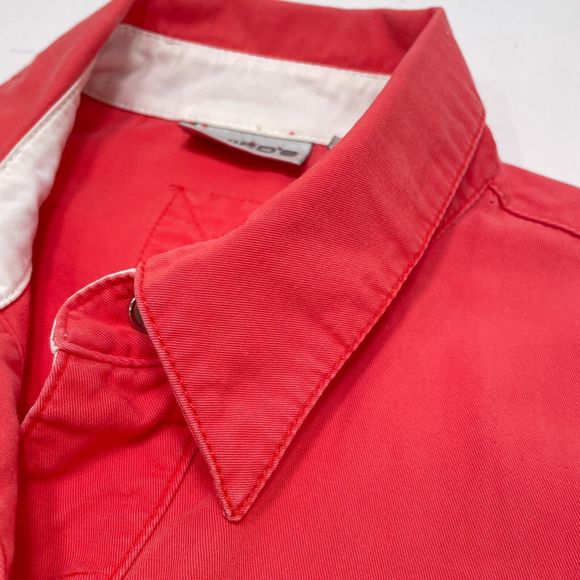 Chico's Jacket Size 1 /‎ Medium Red Snap Button Front Collared Pockets Utility - Picture 6 of 10